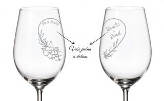 Svatební sklenice na bílé víno PŮLSRDCE 350 ML 2KS