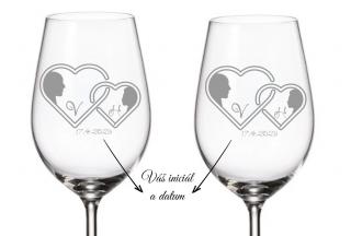 Svatební sklenice na bílé víno SRDCE INICIÁL