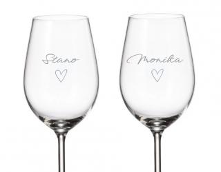Svatební sklenice na bílé víno SRDÍČKO