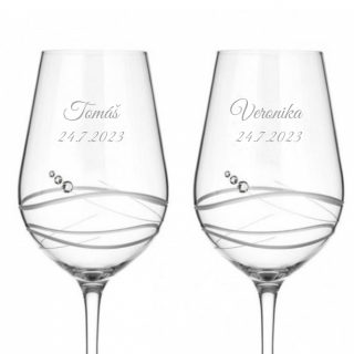Svatební sklenice na bílé víno Venezia s kamínky Swarovski 350ml 2KS