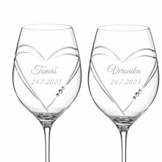 Svatební sklenice na červené víno Hearts s krystaly Swarovski 470ml 2KS