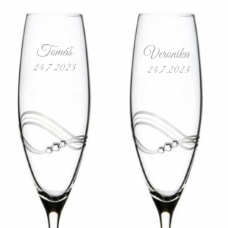 Svatební sklenice na šampaňské Desire s krystaly Swarovski 215 ml 2KS