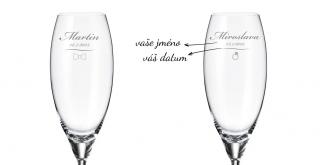 Svatební sklenice na šampaňské MOTÝLEK PRSTEN290 ml 2KS