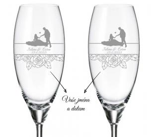 Svatební sklenice na šampaňské RŮŽE 290 ml 2KS