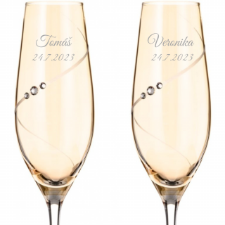 Svatební sklenice na šampaňské Silhouette City Amber s kamínky Swarovski 210ml 2KS