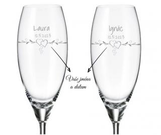 Svatební sklenice na šampaňské VĚTVIČKA SRDCE 290 ml 2KS