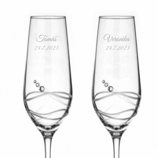 Svatební skleničky na šampaňské Venezia s krystaly Swarovski 230 ml 2KS