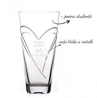 Váza pro paní učitelku a se jmény žáků Hearts s krystaly Swarovski 25 cm