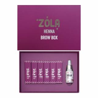 ZOLA Henna Brow Box – set 6 odstínů henny na obočí + olej na podporu růstu obočí Typ: ZOLA Henna Brow Box Classic 6×10 g