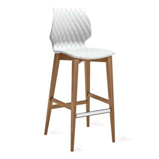 Barová židle Etal. UNI 386 barva sedáku: bílá Traffic white, materiál a barva podnoží: buk černě mořený