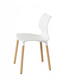 Jídelní židle Etal. UNI 602 barva sedáku: bílá Traffic white, materiál a barva podnoží: buk tmavě hnědou mořený