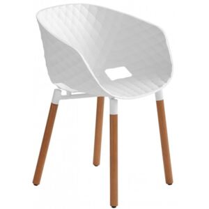 Jídelní židle Etal. UNI-KA 601 barva sedáku: bílá Traffic white, materiál a barva podnoží: buk tmavě hnědou mořený