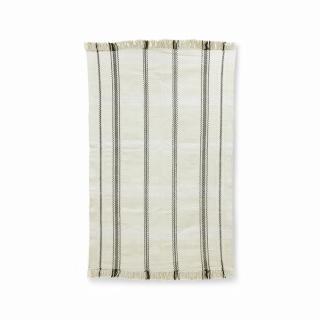 Koberec HKliving handwoven rug black cream stripes