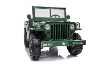 Jeep Willys s 2,4G, 4x 120W / 24V, 3 místný, green army
