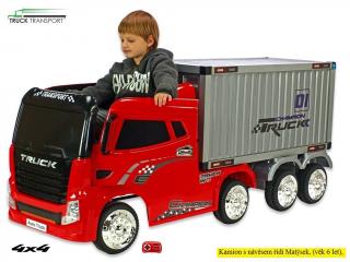 Kamion Truck Champion s návěsem a kontejnerem s 2,4G, 4x4, černý