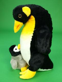 Plyšový roztomilý tučňák maminka s mládětem, výška 30cm