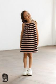 AllForKids Dívčí pruhované šaty-black/pink All for Kids_děti: 104/110