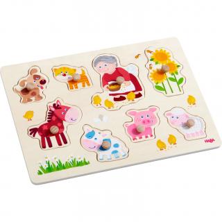 Haba - Dřevěné puzzle s úchytem Babička a lesní zvířátka