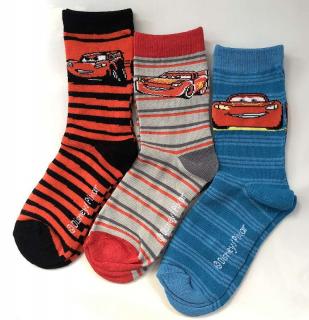 EUROSWAN Ponožky 3v1 Cars vel. 19-22 75% Bavlna, 23% Polyester, 2% Elastan