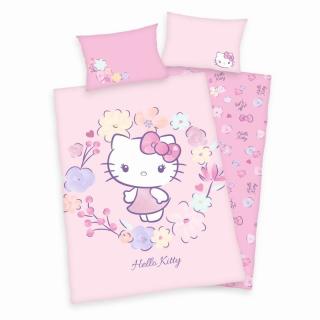 HERDING Povlečení do postýlky Hello Kitty květy Bio Bavlna  Bio Bavlna, 100/135, 40/60 cm