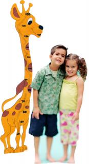 Metr dětský velký Žirafa usměvavá (dřevěná dekorace do dětského pokoje)