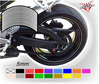 Bílé proužky na ráfek motocyklu  šířka 5 mm (Proužky na ráfky barva bílá)