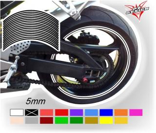 Černé proužky na ráfek motocyklu  šířka 5 mm (Proužky na ráfky barva černá)