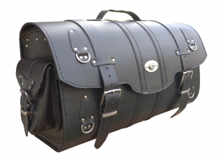 Diablo Moto kožený kufr se zámkem na nosič  (Kožený kufr pro choppera se zámkem)