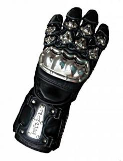 Kožené rukavice na motorku STEEL s kovovým chráničem