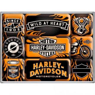 Magnety - 9 ks - Harley Davidson "HD WILD AT HEART" (Magnetky harley davidson)