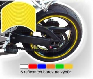 Reflexní proužky na ráfky motocyklu šířka 5 mm různé barvy a velikosti ráfku