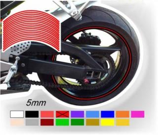 Růžové proužky na ráfek motocyklu  šířka 5 mm (Proužky na ráfky barva růžová)