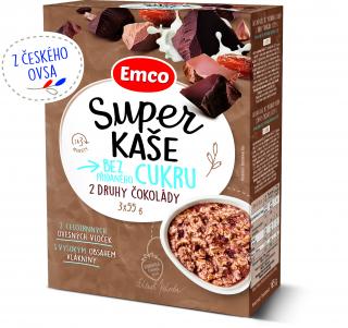 Emco Super kaše bez přidaného cukru 2 druhy čokolády 3x55g