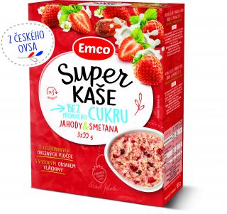 Emco Super kaše bez přidaného cukru jahoda se smetanou 3x55g
