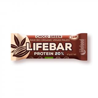 Lifefood LIFEBAR GREEN PROTEIN BIO RAW čokoládová se spirulinou 47g