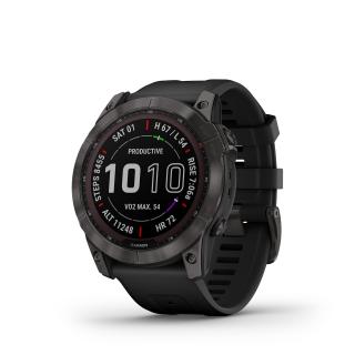 Garmin fenix 7X PRO Sapphire Solar, Titan Carbon Gray/ Black Silicone Band