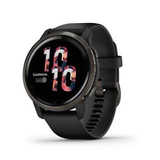 Garmin Venu 2 nerezová luneta Slate černé pouzdro silikonový řemínek