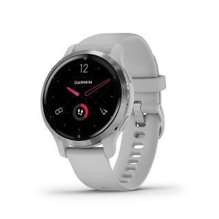 Garmin Venu 2S nerezová luneta Silver pouzdro Mist Grey silikonový řemínek