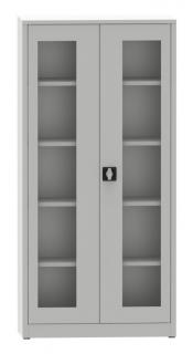Dílenská skříň prosklená, 195 x 95 x 50 cm, 4 police, 65 kg/pol. Barva dveří: šedá RAL 7035