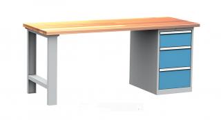 Dílenský stůl montovaný PROFI, 3 zásuvky, 85 x 200 x 75 cm
