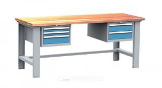Dílenský stůl montovaný PROFI, 5 zásuvek, 83-107 x 200 x 75 cm