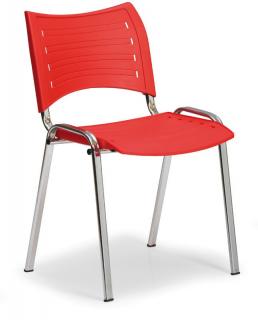 Konferenční židle, chrom-plast, Smart Barva: červená