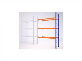 Paletový regál, přístavbový, 399,6 x 270 x 110 cm, 6 000 kg, zem + 3 patra, modrý