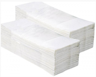 Papírové ručníky jednotlivé, skládané, EKONOM - 5000ks, bílé