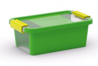 Plastový úložný box s víkem na klip, 3 l, zelená