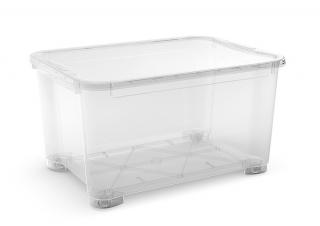 Plastový úložný box s víkem, průhledný, 145 litrů