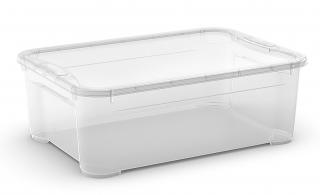 Plastový úložný box s víkem, průhledný, 31 litru
