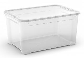 Plastový úložný box s víkem, průhledný, 47 litru