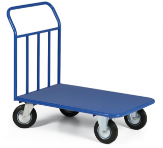 Plošinový vozík s plechovou ložnou plochou a odnímatelným madlem, plošina 1000x650 mm, nosnost 400 kg