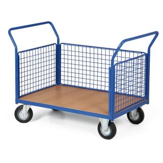 Plošinový vozík, tři drátěné strany, 500 kg